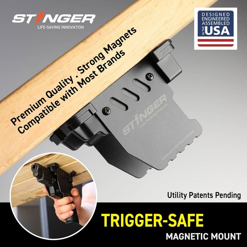 STINGER Trigger Safe Gun Magnet Mount for Handgun Firearm, car Holsters for Pistols, Gun Magnet, Car Gun Mount, Car Gun Holster, Magnetic Gun Mount, USA Utility Patent Pending - Image 2